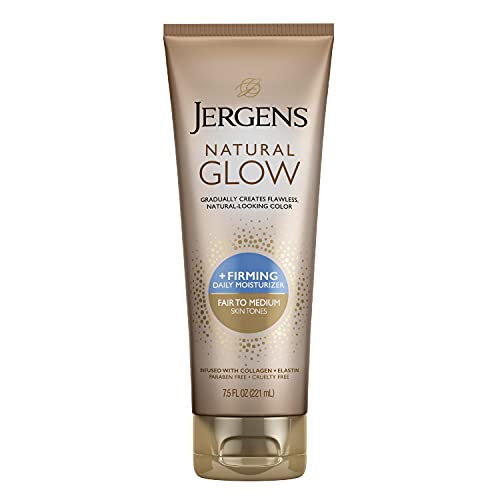 Jergens Natural Glow Self Tanner Face Moisturizer, SPF 20 Facial Sunscreen & Natural Glow Self Tanner Lotion, Daily Sunless Fake Tanning, Medium to Deep Skin Tone 2 oz