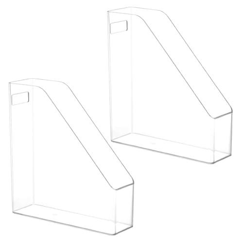 QWORK Clear Acrylic Magazine File Holder 2 Pcs 10.24 X 9.45 X 3.54 Reliable and Sturdy