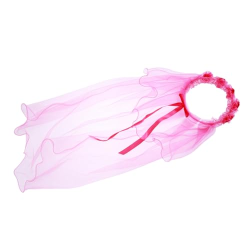 Rexcp The First Communion Veil,Lace Wedding Dress with Two Layers of Perfect Accessories for The Sacred Ceremony(Rose Red 1).3
