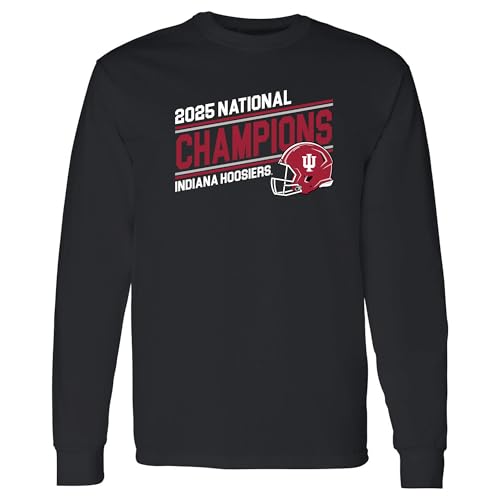 UGP Campus Apparel AL950C - Indiana Hoosiers 2025 Football Champions Action Play - CFP National Champs Long Sleeve T-Shirt - XX-Large - Black
