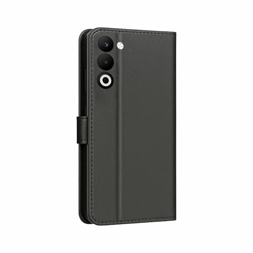 Image of AIBEX Shock Proof Flip Compatible for Oppo A5 5G / Oppo K13x 5G Flip Cover Leather Finish | Inside TPU with Card Pockets | Wallet Stand | Complete Protection Flip Case - Black