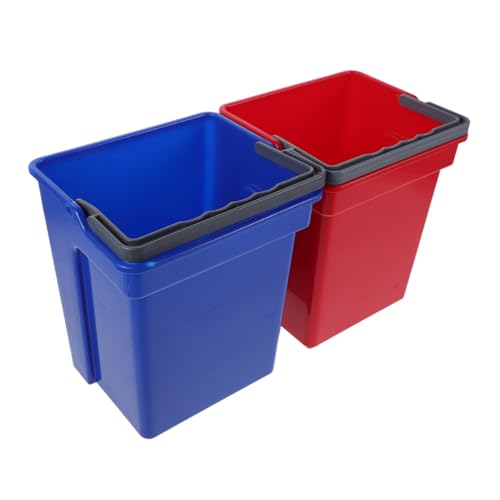FRCOLOR Cubos de Plástico Asa para Servicios de Limpieza del Hogar, 2 Unidades Rojas de 21,5 X 18,3 X 15,8 CM, Accesorios para Clasificación de Residuos en Hoteles y Casas