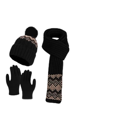 Bonnet hiver et ensemble écharpe gants en tricot pour femme