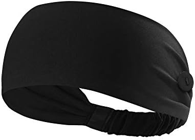 Hanna Roberts Headband with Buttons for Face Masks and Covers, Stretchy and Elastic (Black)