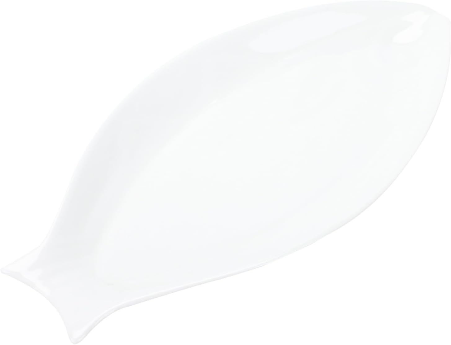 Pure White Fish-shaped Steamed Fish Plate Ceramic Serving Platter 13-inch 31cm for Home Kitchen Dining Appetizer Tray