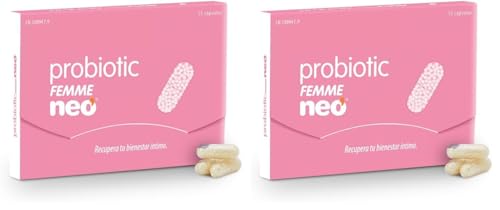 NEO - Probióticos - 15 Cápsulas - Caja 15 Días - para Mujer - Favorece la Mucosa y Flora Vaginal - Ayuda contra Vaginosis Bacteriana - Probiotic Femme (Paquete de 2)