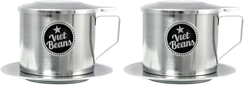 VietBeans vietnamesischer Kaffeefilter Vietnam Cafe Phin - Kaffeesieb - Kaffeepresse für 1 Kaffeetasse - Wiederverwendbar aus Edelstahl – 150 ml (Packung mit 2)