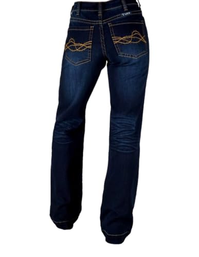 Cowgirl Tuff Western Jeans Womens Platinum High Rise Dark Wash JPLTNM3