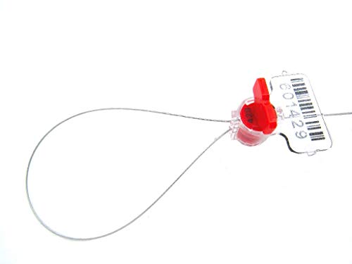 BFSEALS - Roto Ratchet Utility Meter Twist Seal, 1000 pcs. Red, Anti Tamper, Correlative Numbered and Barcode, Adjustable, High Electric, Gas, Padlock Seal, Free and Quick Delivery from USA.