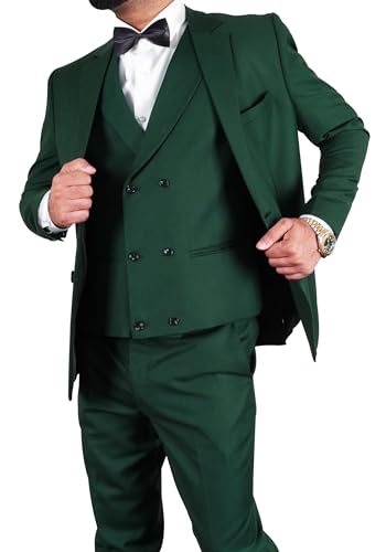Mens 3 Piece Suit Slim Fit Elegant Wedding Groom Prom Party Suit Blazer Vest and Pants Tuxedo Suit Set3