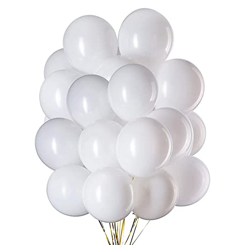 100 Pièces Ballon en Latex Helium Blanc,12 Pouces Ballon Baudruche pour Mariage Anniversaire Fiançailles Graduation Décorations de Fête