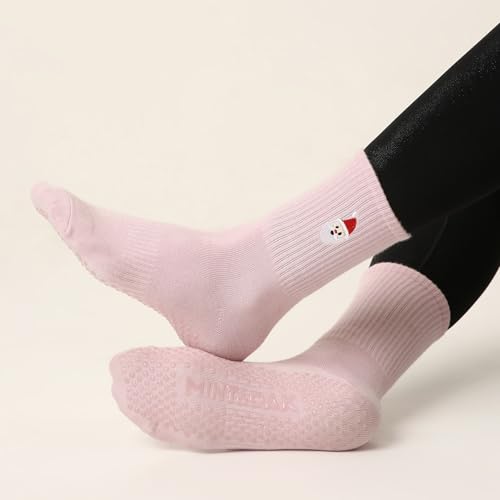 Image of Mint & Oak Pilates Socks with Grips for Women, Ankle Length Non-Slip Yoga Socks, Cotton Ideal For Yoga, Pilates, Gym, Workout, Cute Women's Gift