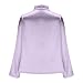 Women's Satin Silky Cowl Neck Drape Ruched Front Long Sleeve Blouse Shirt Top Casual Dressy Loose Clothing Purple L