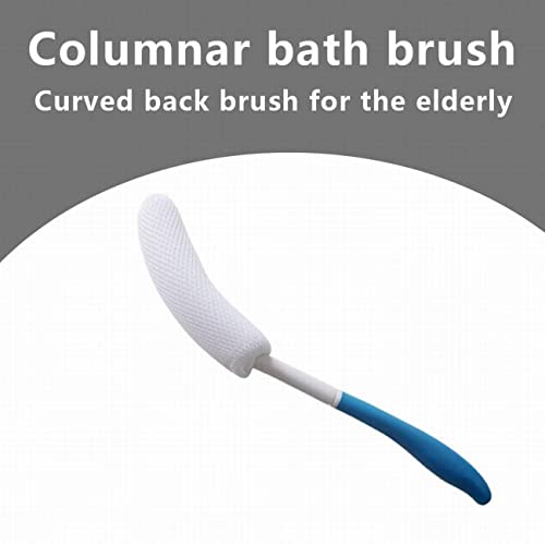 Magideal Vinyl Quote Me Long Anti-Slip Curve Handled Bath Body Brush, Easy Reach For Seniors, Suitable For Elderly/Pregnant Aid Bathing & Shower, Blue, 15.35" #TOP1