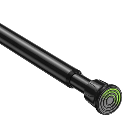 HAOYUNTE No Drill Curtain Rods Black Tension Rod 28 to 48 Inch Adjustable Spring Tension Rod Curtain Rods No Drilling Curtains Rod for Window Kitchen Closet Doorway
