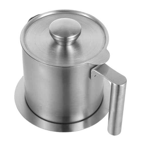Holibanna olla de filtro de aceite recipiente de aceite de cocina con colador filtrar aceite de coco aceite coco lata de almacenamiento de colador de aceite recipiente de grasa Silver