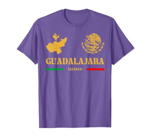 Guadalajara Jalisco with Mexican Emblem, Guadalajara T-Shirt, Men, Purple Heather, 3X-Large