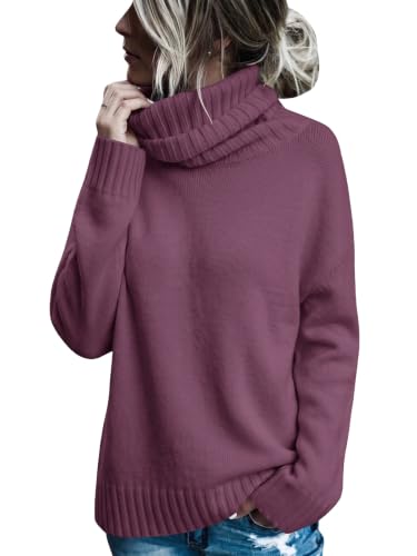 Image of FISACE Womens Oversized Turtleneck Pullover Sweater Cable Knit Sweater Tops