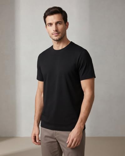 Image of NOBERO 100% Cotton T Shirts for Men Stylish | Regular Fit | Solid T Shirts for Men 180 GSM Combed Cotton | Round Neck Half Sleeve