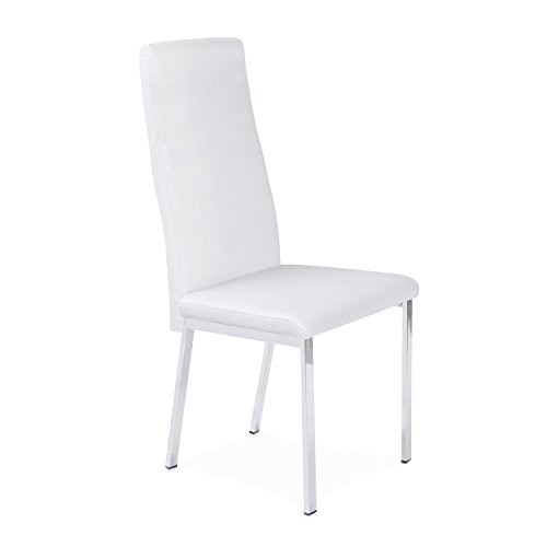 Silla comedor tapizada y estructura cromada modelo TRIESTE color blanco - Sedutahome