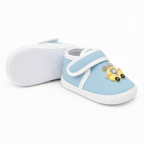 Image of PureSole Cotton Baby Shoes for 6-12 Months | Lightweight & Breathable Booties with Flexible Anti-Skid Sole | Casual Shoes for Baby Boys & Baby Girls