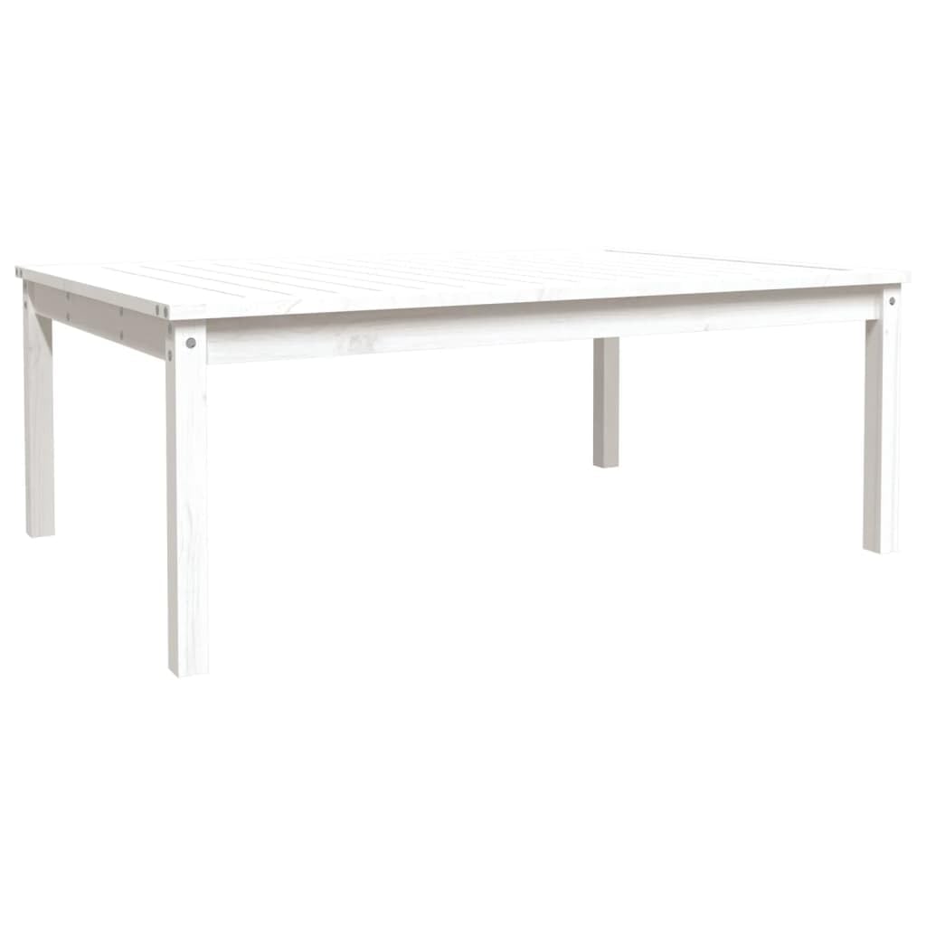 Stół ogrodowy biały 121 x 82,5 x 45 cm lite drewno sosnowe | Stabilny blat stołu, stabilna rama drewniana, łatwy montaż, do ogrodu i na taras
