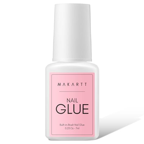 Makartt Pegamento de uñas súper fuerte para uñas acrílicas 7ML Pegamento para uñas con pincel para puntas de uñas Presiona sobre las uñas Pegamento para uñas postizas ultrarrápido