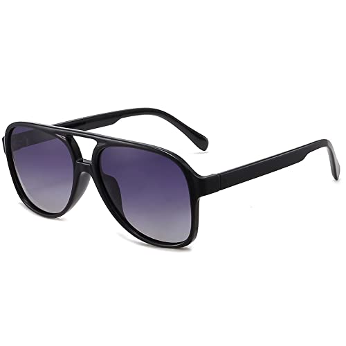 ANRRI Retro Vintage 70s Aviator Polarized Sunglasses Double Bridge lightweight Frame for Men and Women