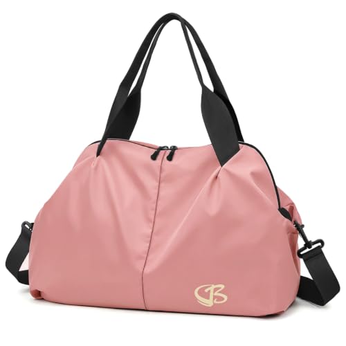 Vllcsla Bolsa Deporte Mujer Pequeña, Bolsos Deportivo con Bolsillo Humedo, Bolso Gimnasio, Bolsa de Viaje Resistente al Agua, Bolsas de Fin de Semana Suave, Mochila Gimnasio Mujer, Rosa Claro
