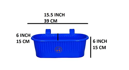 Varshney Gardening Double Hook Railing Planter Pots Hanging Plant Flower Pots | Indoor & Outdoor Gardening | Decore Home with Hanging Planters (Blue, Double Hook 6 Pieces)