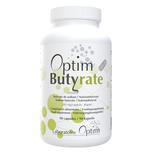 Optim Natriumbutyrat 90 Kapseln mit 285 mg - Vegan Magensaftresistentes Mikroverkapseltes Sodium Butyrate mit verzögerter Freisetzung - Buttersäure für Darmkomfort Kolon & Mikrobiota