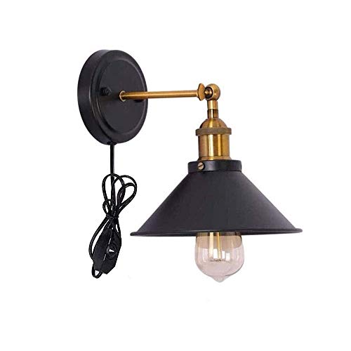 Lampada Da Parete Orientabile E27 | Design Industriale Retro | Per Soggiorno, Camera, Ufficio | Nero/Argento - Foto 8