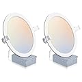 2 Pack Recessed Lighting 8 Inch with Junction Box, 5CCT 8 Inch LED Recessed Lights Dimmable 2700K/3000K/4000K/5000K/6000K, 18W 1400lm Ultra Thin Recessed Lighting - ETL and Energy Star Certified
