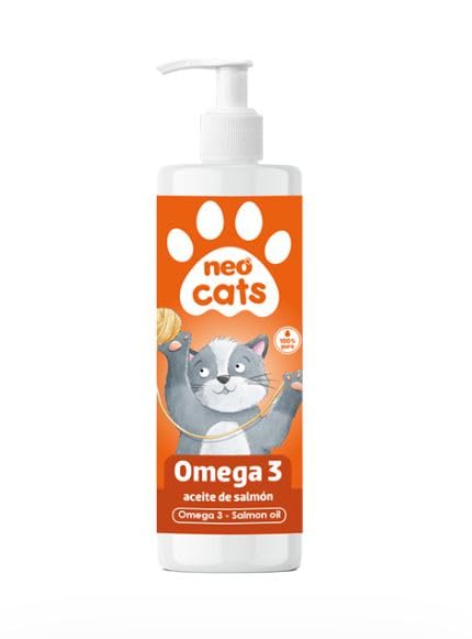 Flüssiges Nahrungsergänzungsmittel Omega 3 für Katzen - mit reinem Lachsöl - stärkt die Abwehrkräfte, verleiht Vitalität, verbessert die Mobilität, das Fell und die kognitive Funktion - 300