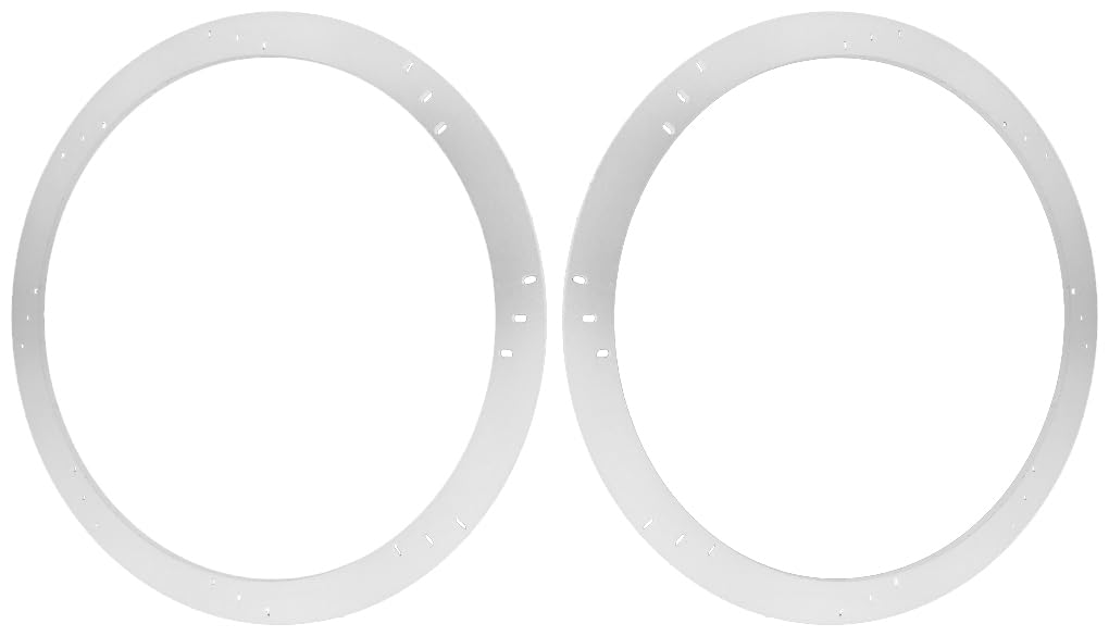 12" Subwoofer Speaker Spacers Depth Extender Extending Rings - 1/4" thick - ID: 11 1/8" OD: 12 7/8" - 1 Pair - SSK12 - Stackable - White