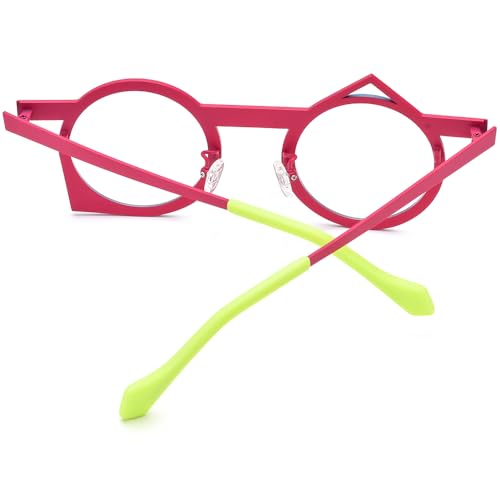 Image of FONEX Colorful Pure Titanium Glasses Frame Women Retro Round Eyeglasses