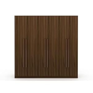 Manhattan Comfort Gramercy Modern Freestanding Armoire Wardrobe Closet, Stylish 3-Sectional Organizer with Hanging Rods, Drawers, and Shelf Space for Bedroom Storage and Dressing Room, Brown