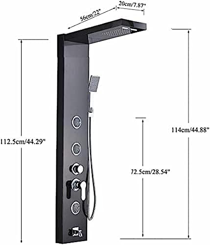Panel de ducha LED de acero inoxidable, torre de lluvia, sistema de boquilla de cascada, columna de ducha mezcladora - Negro miniatura 2