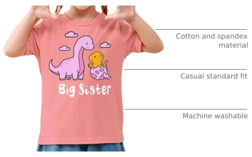 Image of Funnycokid Big Sister Shirts for Girls Pregnancy Announcement Toddler Promoted to T-Shirt 1-7 Years