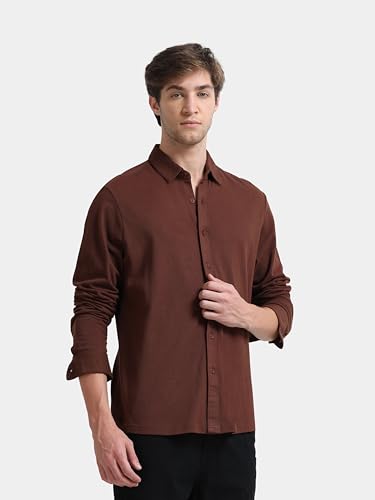 Image of StitchX Men's Cotton Regular Fit Full Sleeve Solid Knitted Shirt