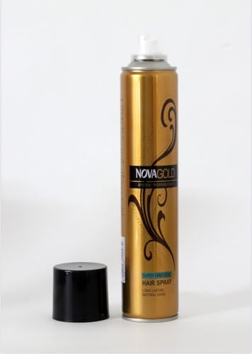 Image of Nova Gold Super Hold Hair Spray For Men & Women of All Hair Types | Professional Hair Styling Spray with No Hair Stiffness, Natural Finish & Strong Hold (400 ML, Pack of 1)