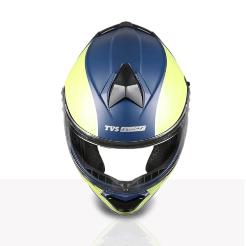 Image of TVS Racing SuperPose Smoked Dual Visor Flip Up Modular Helmet for Men and Women, ISI DOT Certified, ABS Shell, Quick Release Visor, Lightweight, Ventilated, Open Face to Full Face