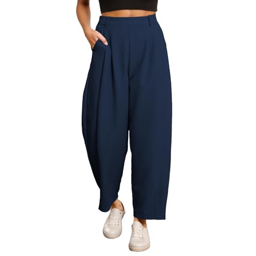 Pantaloni Donna Eleganti Comodi Vita Alta Leggeri Pantalone Estivi Casual
