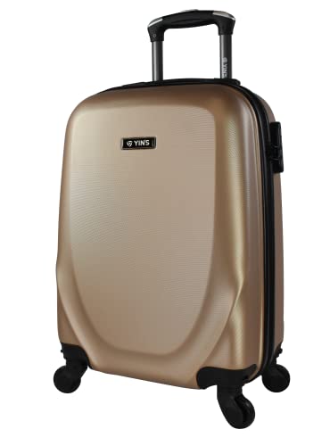 Mala de Viagem, Yin's, Pequena, em Abs, Rodas 360º - Champagne