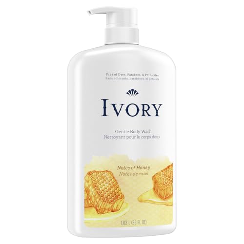 Image of Ivory Body Wash Gentle, Free of dyes, parabens, and phthalates, Honey Scent, 35 oz (Pack of 4)