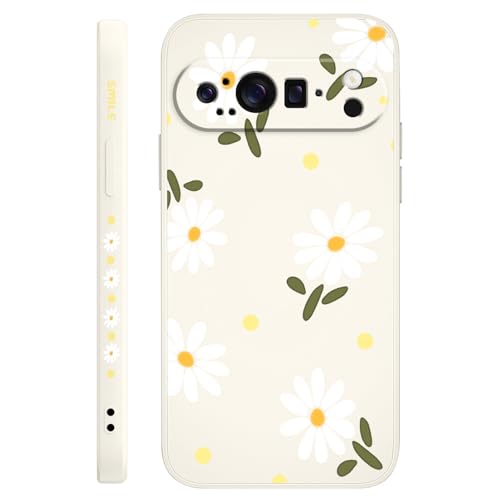 Coque Pixel 9 Pro fleur blanche étui de protection fin antichoc Google 6,3 pouces design élégant