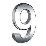3 Inch Modern House Numbers Mailbox Numbers 0-9 3D Self-Adhesive Street Door Home Address Metal Numbers for Outside or Inside Signs Easy Install without Tools (9)