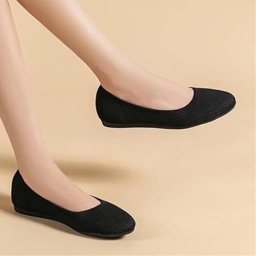 INEELUYI Women's Ballet Flats Classic Weave Flats Round Toe Slip On Dress Flat Shoes4
