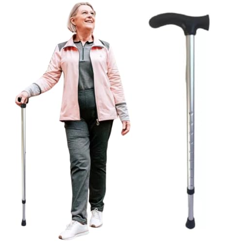 Bengala Idoso - Regulagem De Altura - Leve Prata - Suporta 100 Kg