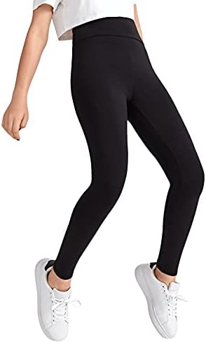Milumia Girl's Wideband Waist Leggings High Waisted Tights Workout Yoga Skinny Pants Black 12-13 Years